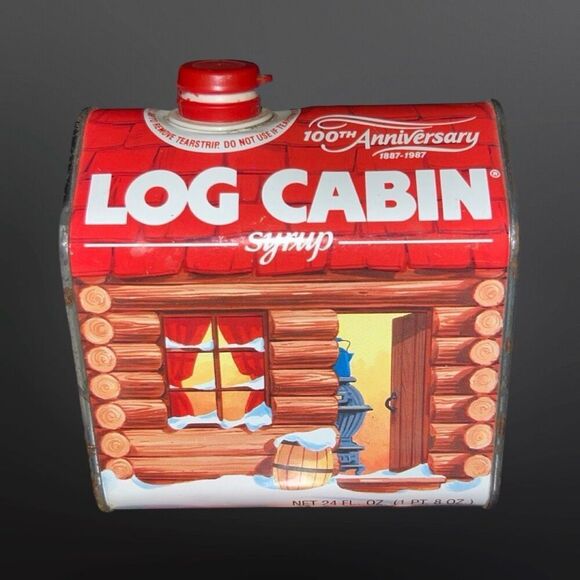 Vintage 100th Anniversary Log Cabin Syrup Original Tin 1887-1987 - Picture 1 of 5